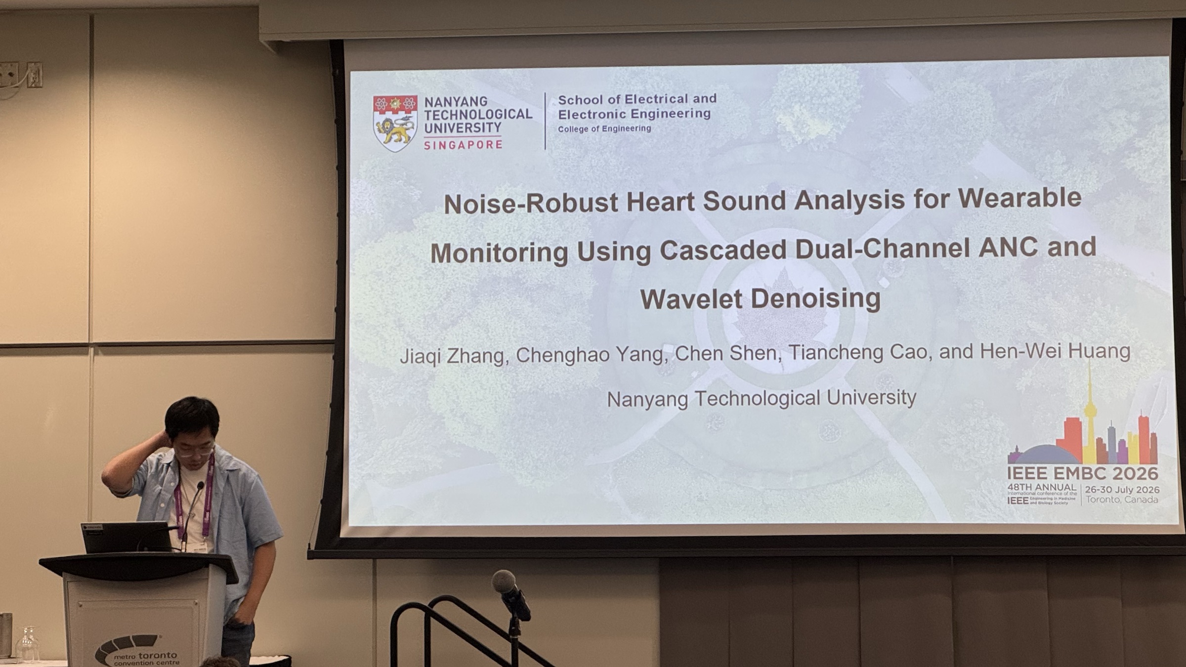 Cao Tiancheng presenting at IEEE EMBC 2026